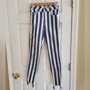 Subdued Skinny High Waist Striped Women's Jeans In Cosmo Blue White Size 26